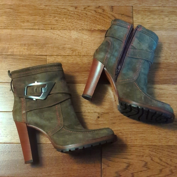 Manas Lea Foscati green brown suede Italian boots size 37 - Picture 3 of 10